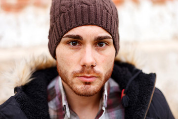 Sad guy with wool hat