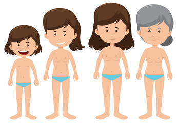 Set of female ageing figures