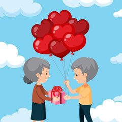 A Romantic Happy Old Couple