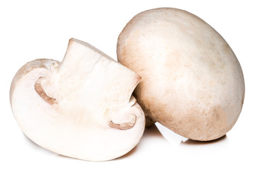 Fresh champignon mushrooms isolated on white background