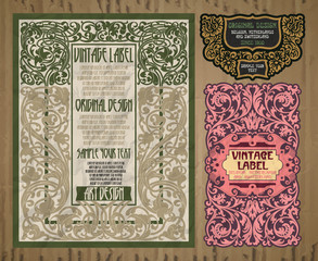vector vintage items: label Art Nouveau