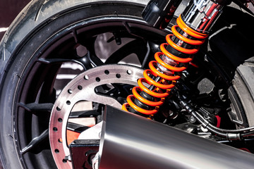  the rear wheel of the motorcycle