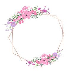Floral frame for wedding invitation, greeting card design, banner and printing template. Vector illustration.