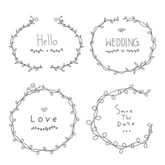 Hand drawn floral frame Isolated on white background. Floral wreath wedding invitation, greeting card design, banner and printing template. Vector illustration.