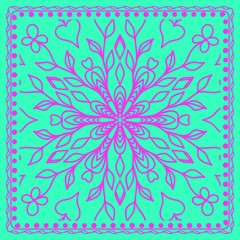 vector illustration. pattern with floral mandala, decorative border.
