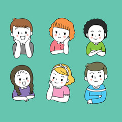 Cartoon cute preschool kids vector.