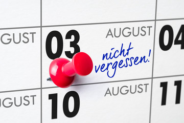 Wandkalender - 03. August