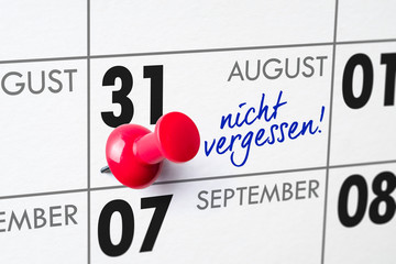 Wandkalender - 31. August