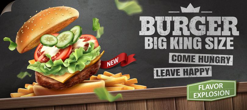 Deluxe king size burger ads