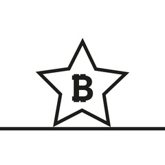 Bitcoin coin with stars. Abstract Falling bitcoin- Black Shooting bitcoin with Elegant Star Trail on White Background - Stars, Bitcoin