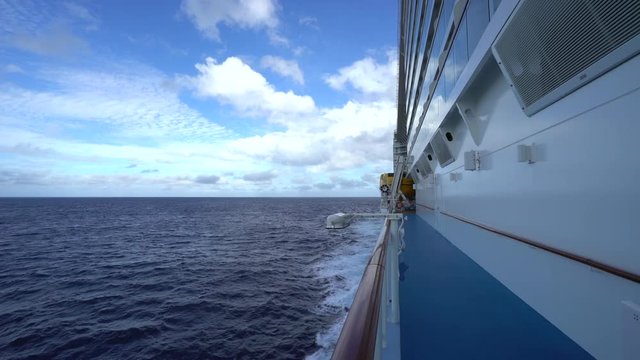 Cruise ship floating at sea. Ocean view from ship - Anthem of the Seas