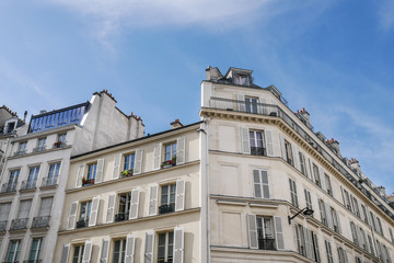 Fototapeta na wymiar Typical parisian building, Paris Haussmann style architecture, beautiful paris building and flat, Paris housing 
