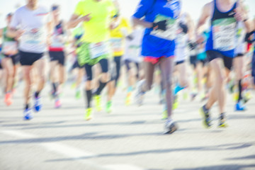 colorful silhouette of marathon runners