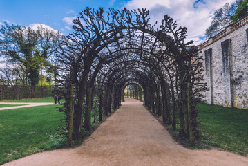 Obraz premium April, 10th, 2017 - Potsdam, Brandenburg, Germany. View of the inner yard and ivy archway of Belvedere palace in the New Garden park area on the Pfingstberg hill in Potsdam.