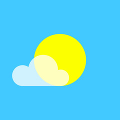 Vector icons with sun and transparent cloud. Fashionable vector symbol for website design, web button, mobile application. Flat design