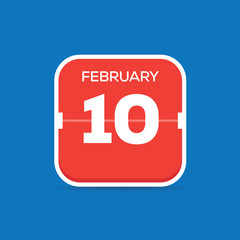 February 10 Calendar Flat Icon