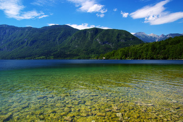 Naklejka na ściany i meble Landscape Bohinj Lake,with clear water.
