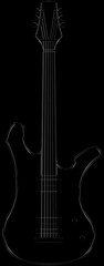 shape of an electric guitar in black and white glossy