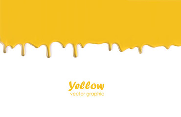 Dripping oil or honey, yellow liquid texture flowing down, isolated vector background.