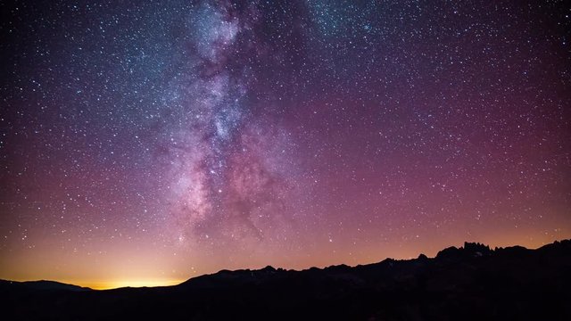 Time Lapse - Milky Way Galaxy Moving Over the Mountain Range - 4K