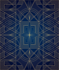 Dark blue and gold art deco pattern