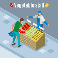 Vegetables Purchase Isometric Background
