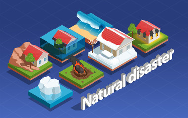 Natural Disaster Isometric Concept