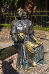 Olsztyn, Poland - Renaissance astronomer Nicolaus Copernicus monument in historical quarter of Olsztyn old town