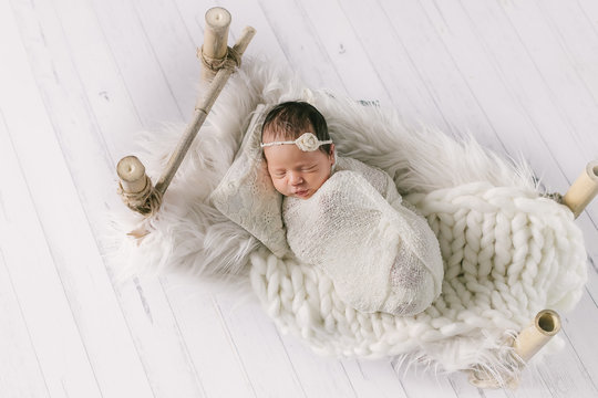 studio portrait of newborn baby girl, newborn photography