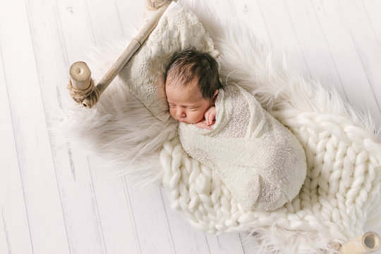 studio portrait of newborn baby girl, newborn photography