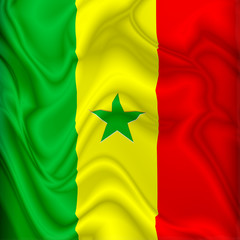 Senegal  Flag Waving Digital Silk Satin Fabric