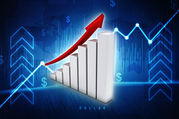 3d rendering Stock market online business concept. business Graph 