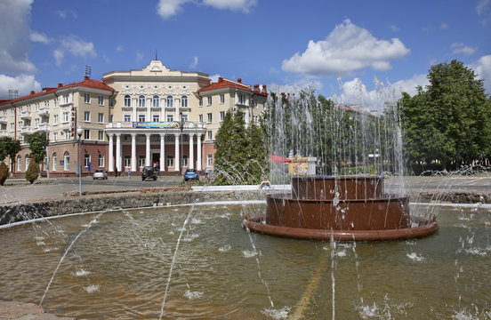 Fountain on the main square in Polotsk. Belarus