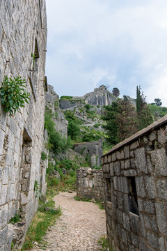 the remains of the walls of an ancient fortress in Montenegro