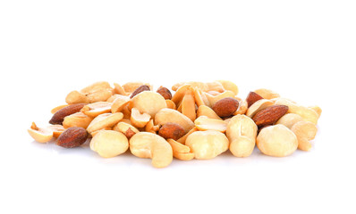 salted cocktall nuts on white background