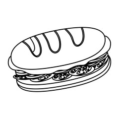 sketch of sandwich icon over white background, vector illustration