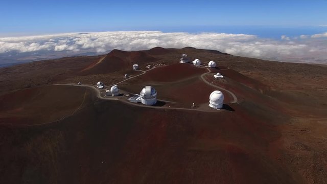 aerial shot of observatory, Mauna Kea, Hawaii
