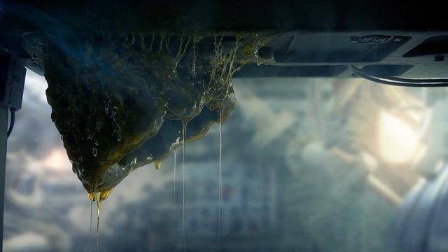Alien Egg Dripping In Flashing Lights And Smoke