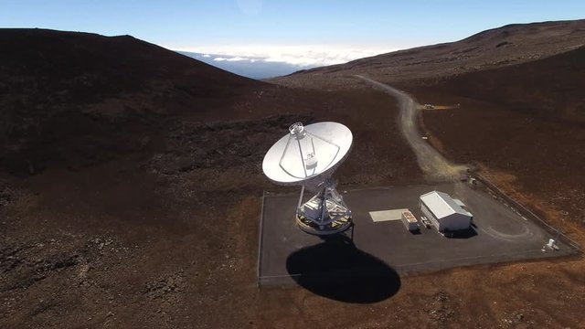 aerial shot of big satellite dish