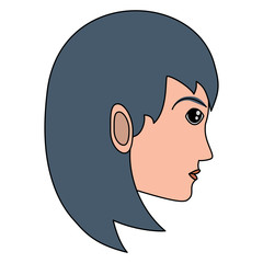 cartoon woman profile icon over white background, colorful design. vector illustration