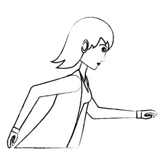 Cartoon businesswoman icon over white background, vector illustration