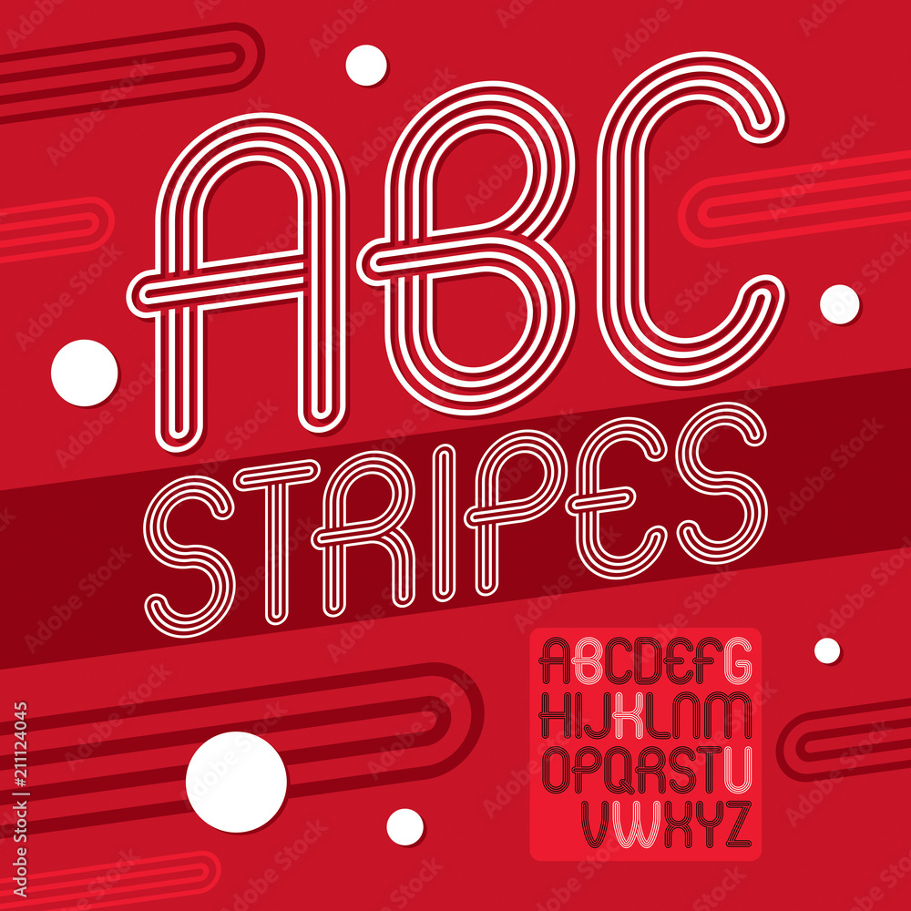 Fototapete vector trendy retro uppercase alphabet letters collection. disco rounded type font, script from a to