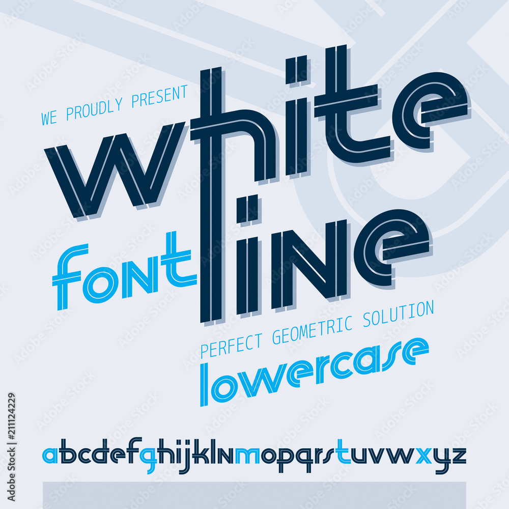 Fototapete vector regular lower case english alphabet letters collection with white stripes, for use in logo de