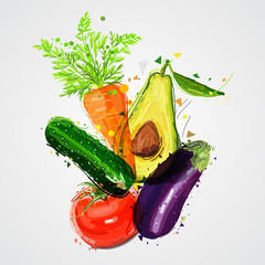 Vector pattern of vegetables. Organic fruits and vegetables template.