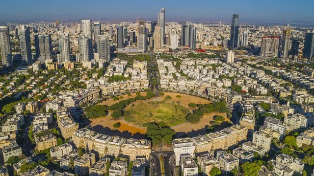 Tel Aviv center and transportation Hyperlapse aerial 4k footage
