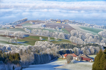 Hochkogel Panorama Foto Winterlandschaft mit Frost