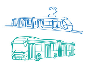 City transport bus and tram