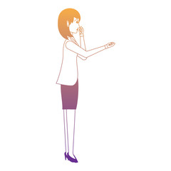 Cartoon businesswoman standing over white background, vector illustration