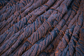 Lava string formation red and blue close up, El Hierro, Canary Islands, Spain