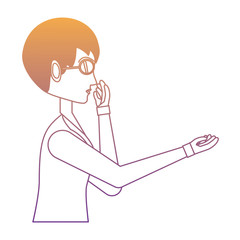 businesswoman with sunglasses over white background, vector illustration